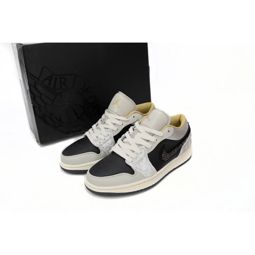 XH Air Jordan 1 Low Black Grey Silk