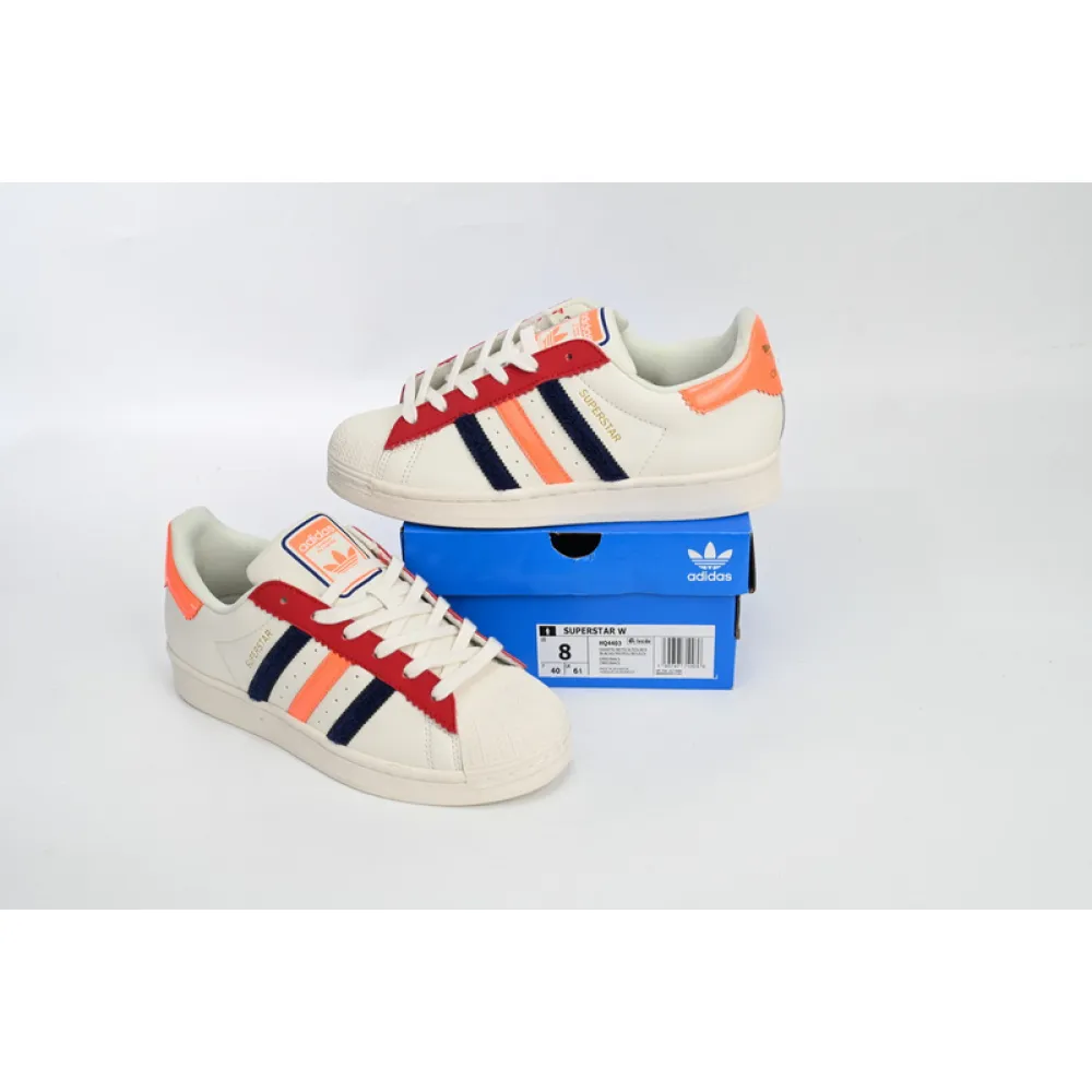  Adidas Superstar Shoes White Black Gold White Red