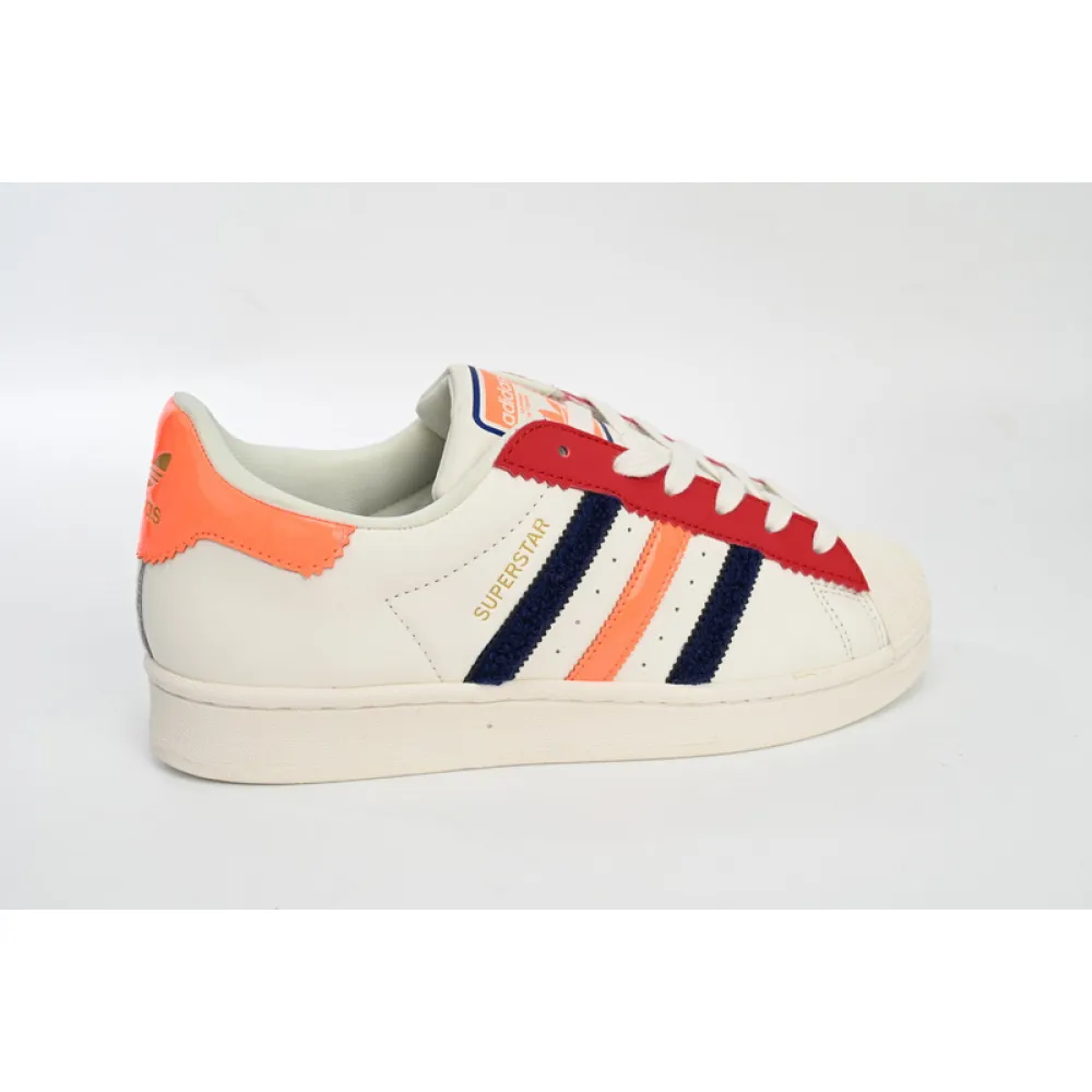  Adidas Superstar Shoes White Black Gold White Red