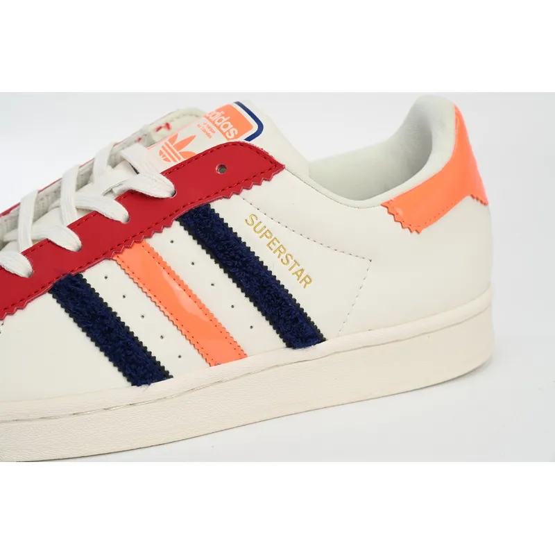  Adidas Superstar Shoes White Black Gold White Red
