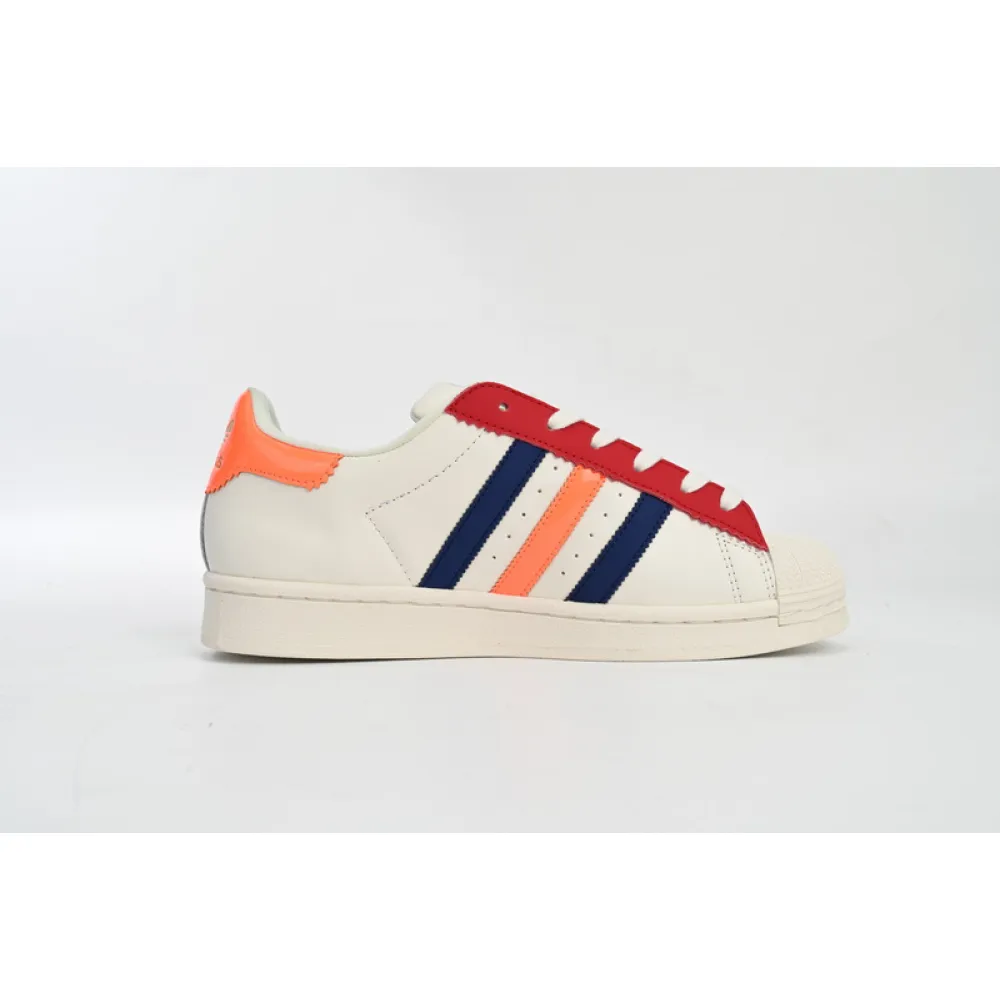  Adidas Superstar Shoes White Black Gold White Red