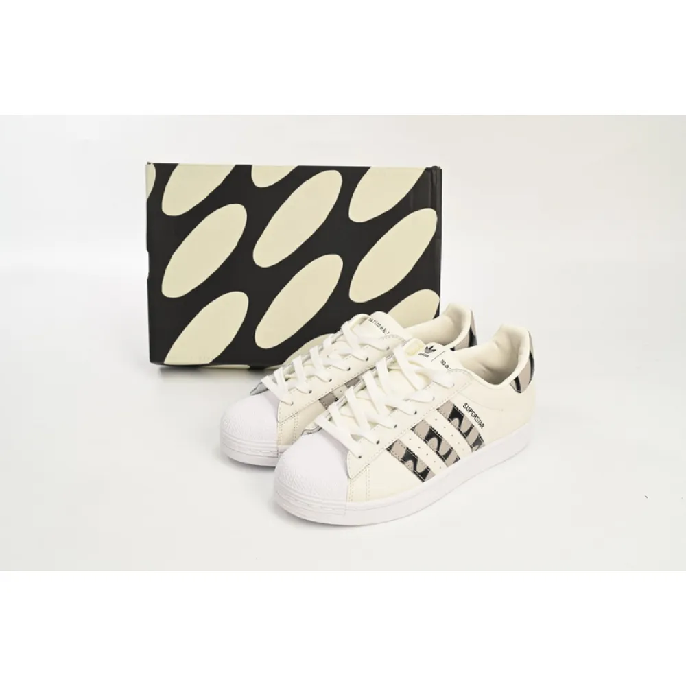  adidas Superstar Shoes White Co Branded Black And White