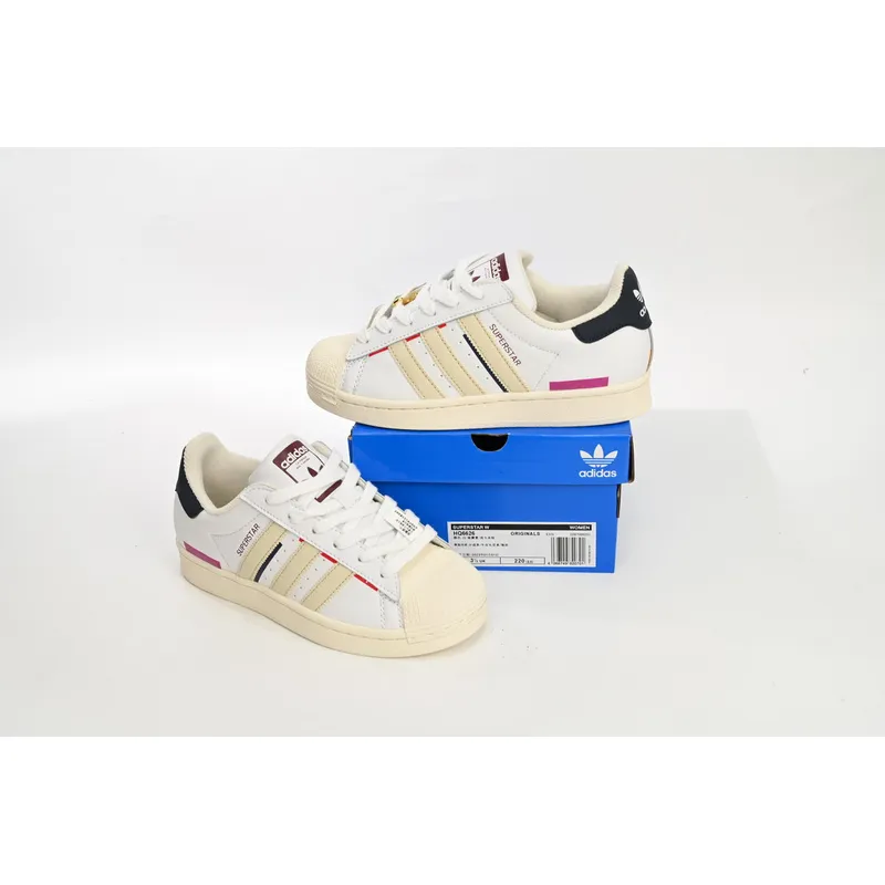  Adidas Superstar Shoes White New Cherry Blossom Gradient Black White Red