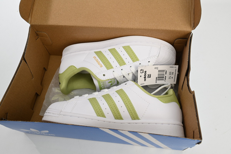  Adidas Superstar Shoes White New Cherry Blossom White Green