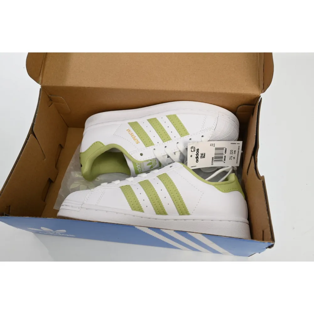  Adidas Superstar Shoes White New Cherry Blossom White Green