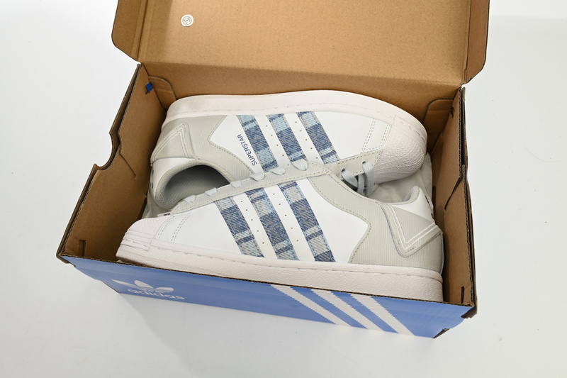  Adidas Superstar Shoes White New Cherry Denim Blue
