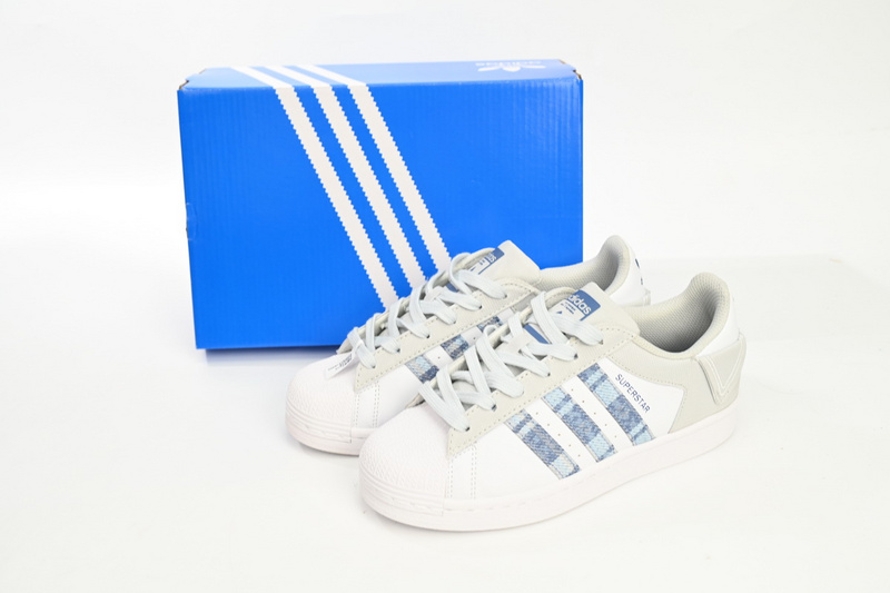  Adidas Superstar Shoes White New Cherry Denim Blue