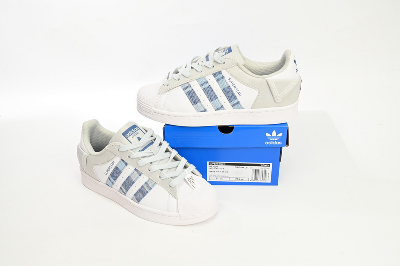  Adidas Superstar Shoes White New Cherry Denim Blue
