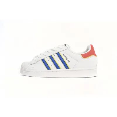  Adidas Superstar Shoes White New White Blue 01
