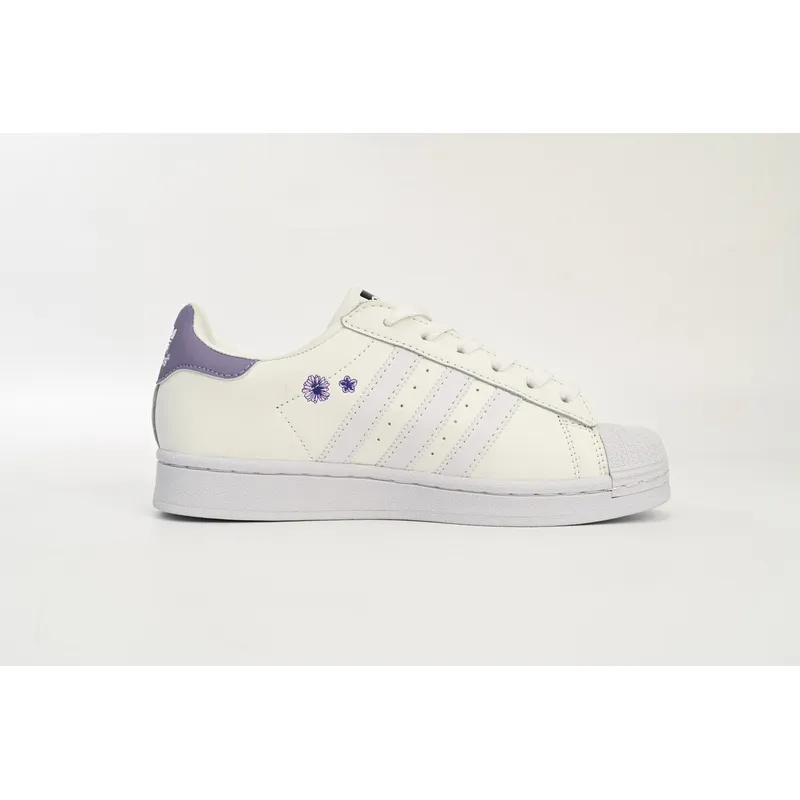  Adidas Superstar Shoes White New White Purple