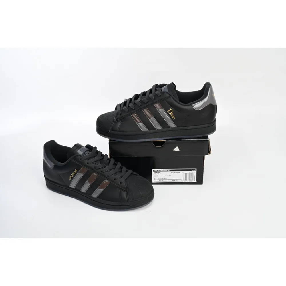 Adidas Superstar Shoes White Black Gold Black