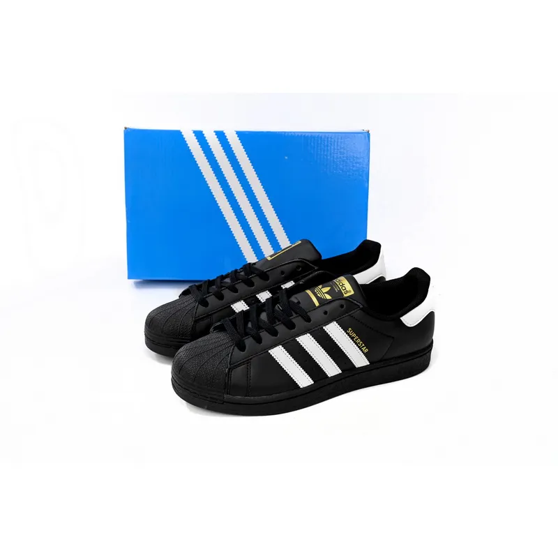 Adidas Superstar Shoes White Black Gold Black Gold Label