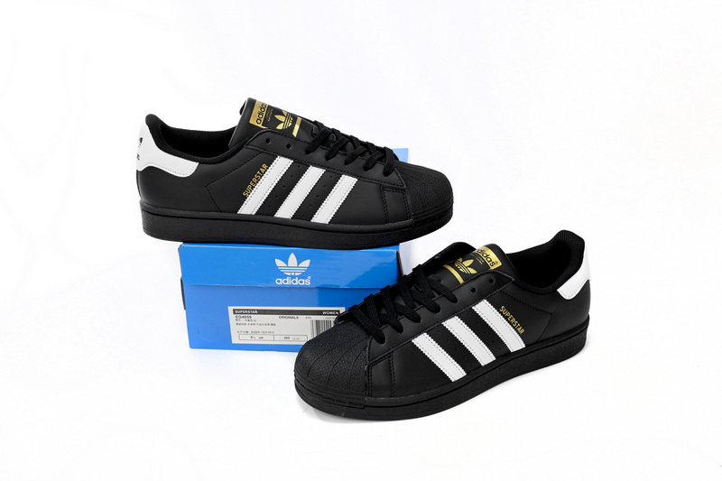 Adidas Superstar Shoes White Black Gold Black Gold Label