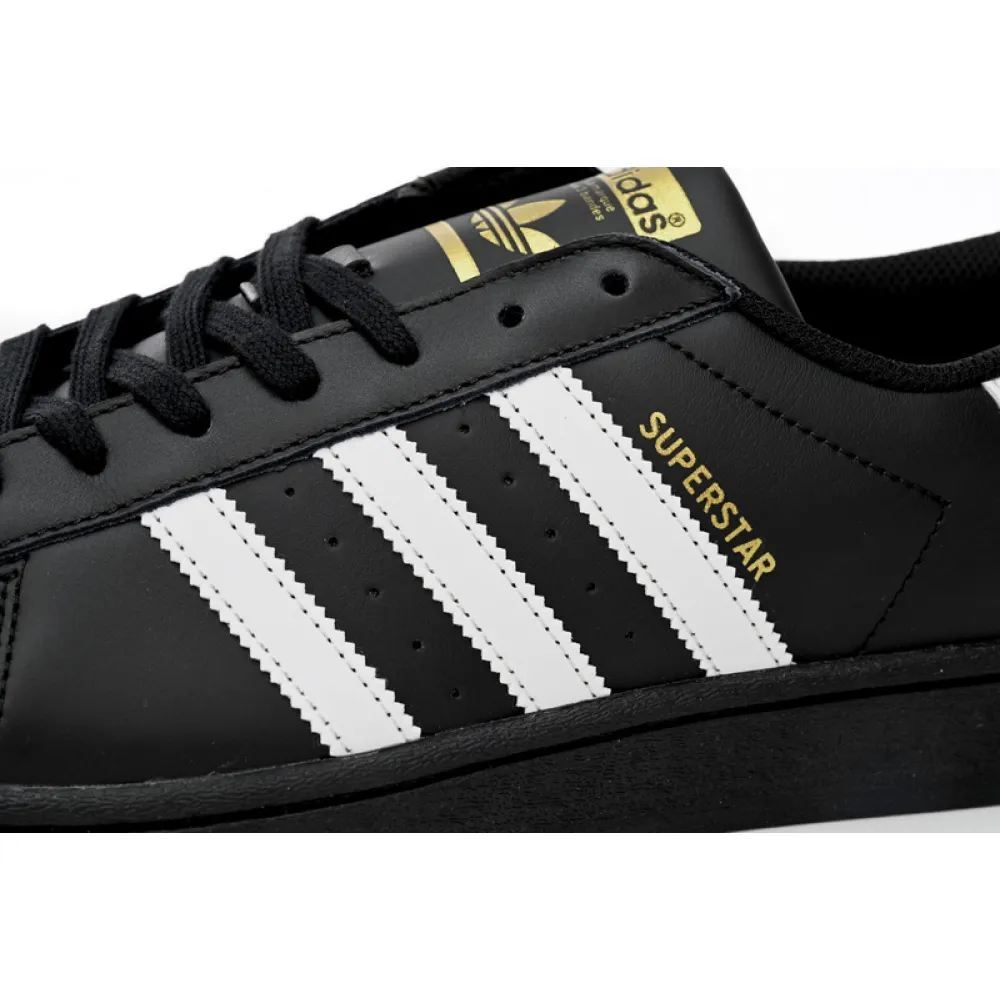 Adidas Superstar Shoes White Black Gold Black Gold Label