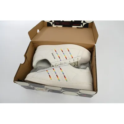 Adidas Superstar Shoes White Black Gold White Rainbow 02