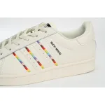 Adidas Superstar Shoes White Black Gold White Rainbow