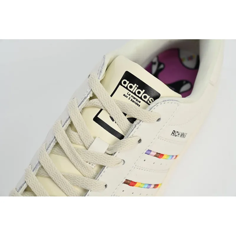 Adidas Superstar Shoes White Black Gold White Rainbow