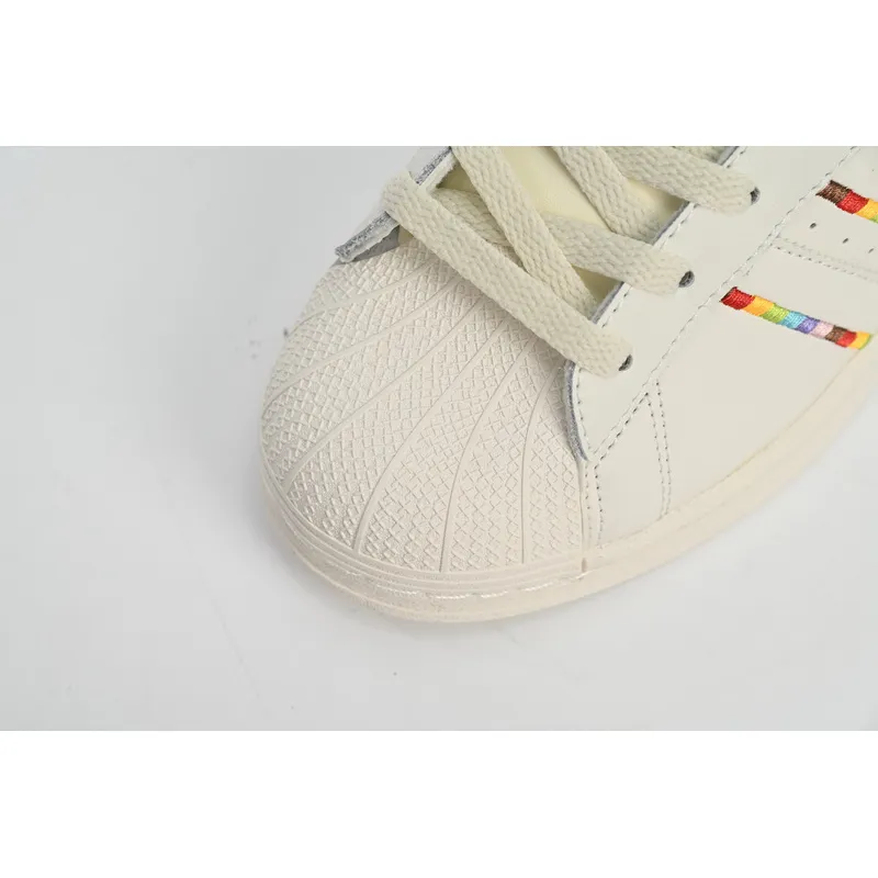 Adidas Superstar Shoes White Black Gold White Rainbow