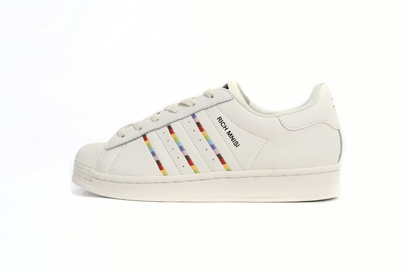 Adidas Superstar Shoes White Black Gold White Rainbow