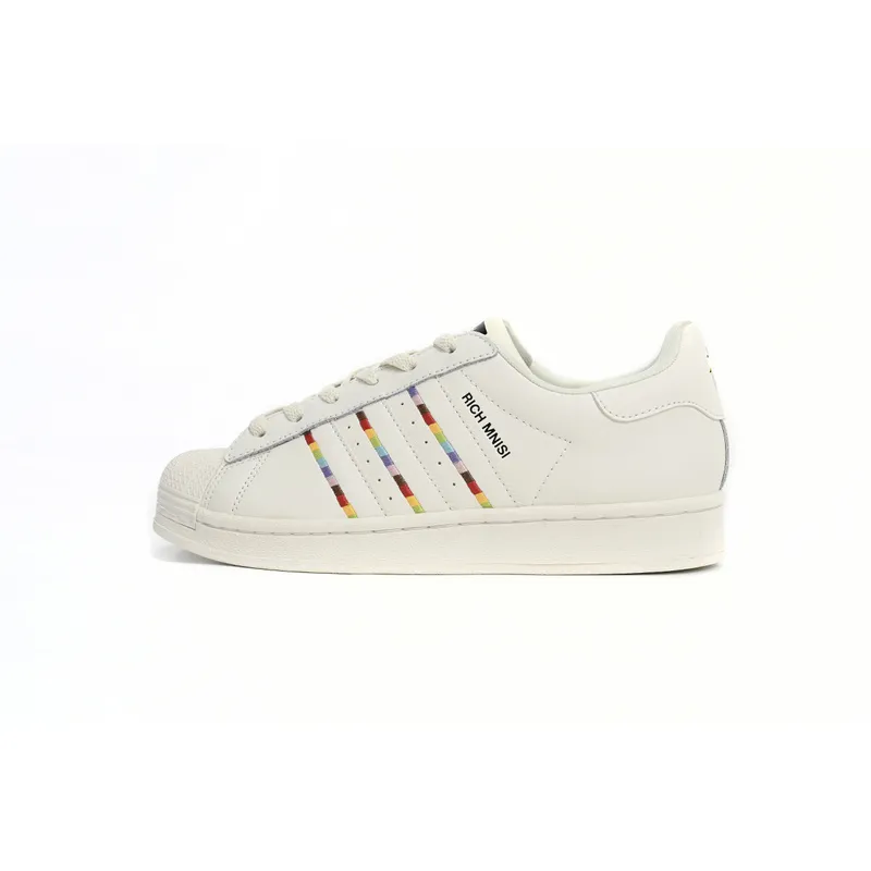 Adidas Superstar Shoes White Black Gold White Rainbow