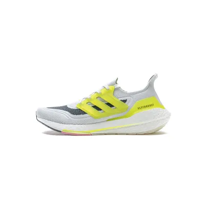 Adidas Ultra Boost 2021 White Grey Yellow 01