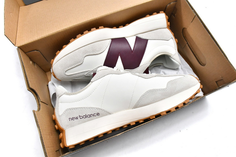 New Balance 327 White Dark Red