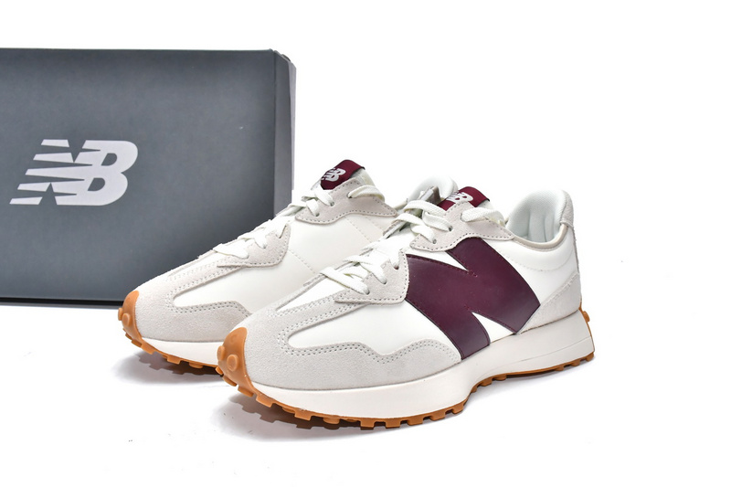 New Balance 327 White Dark Red