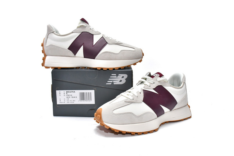 New Balance 327 White Dark Red