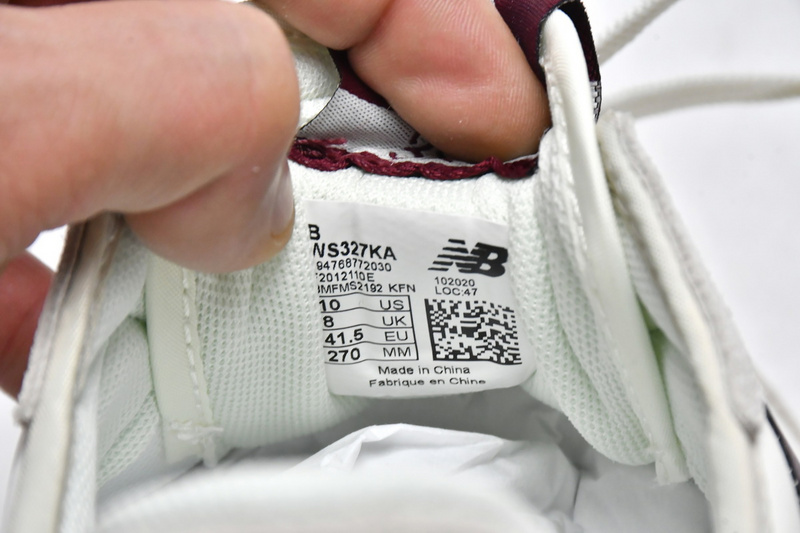 New Balance 327 White Dark Red