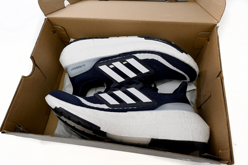 Adidas Ultra Boost 2023 LIGHT Black And White Blue and white bars