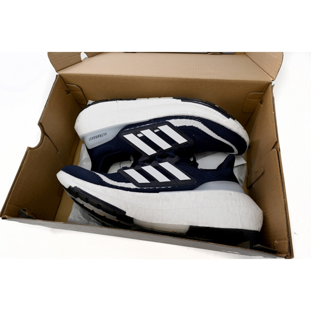 Adidas Ultra Boost 2023 LIGHT Black And White Blue and white bars
