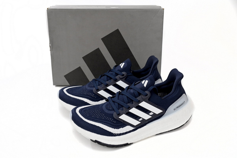 Adidas Ultra Boost 2023 LIGHT Black And White Blue and white bars