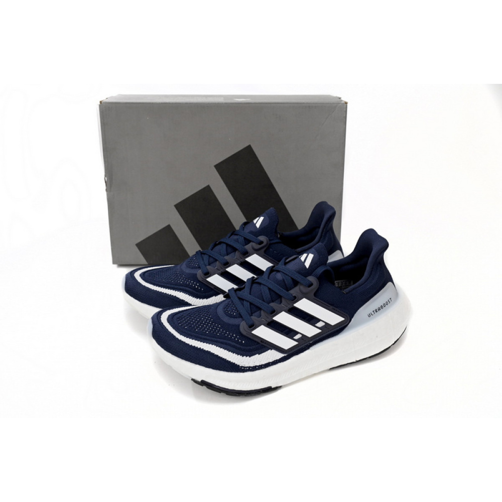 Adidas Ultra Boost 2023 LIGHT Black And White Blue and white bars