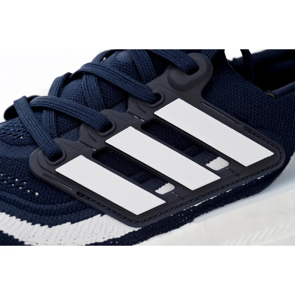 Adidas Ultra Boost 2023 LIGHT Black And White Blue and white bars