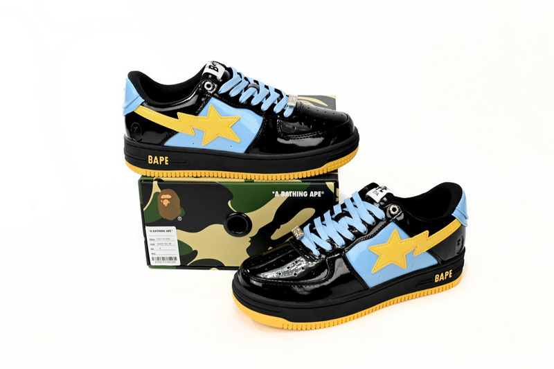 BP A Bathing Ape Bape Sta Low Black, Blue, And Yellow
