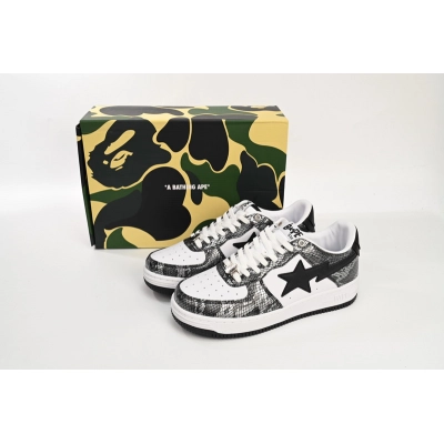 BP A Bathing Ape Bape Sta Low Black Black Snake Skin 02
