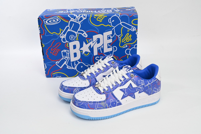BP A Bathing Ape Bape Sta Low Black Blue Color Spray Painting