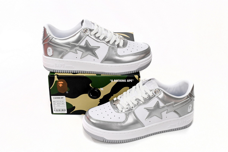 BP A Bathing Ape Bape Sta Low Silver