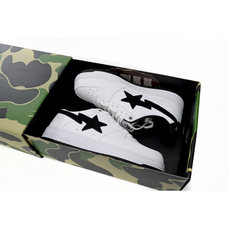 BP A Bathing Ape Bape Sta Low White And Black Tick