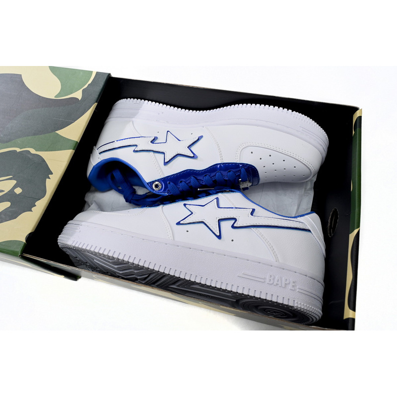 BP A Bathing Ape Bape Sta Low White and Blue Border