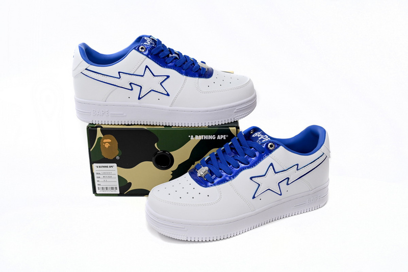 BP A Bathing Ape Bape Sta Low White and Blue Border