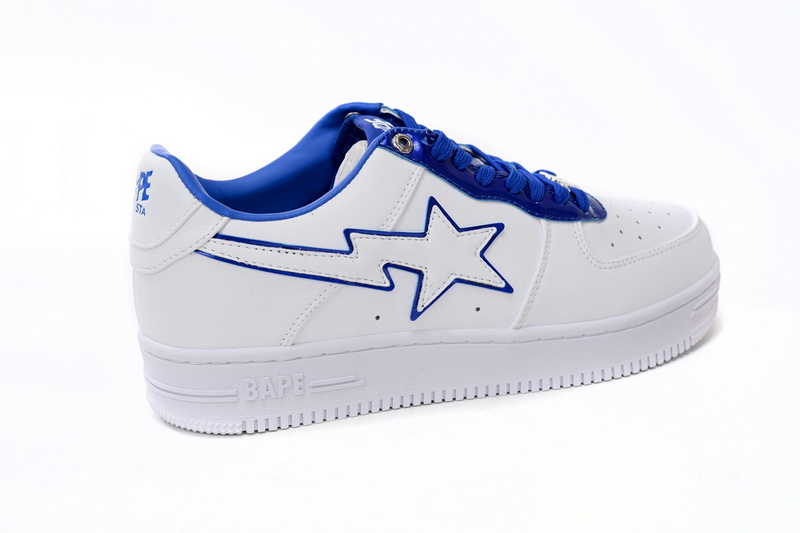 BP A Bathing Ape Bape Sta Low White and Blue Border