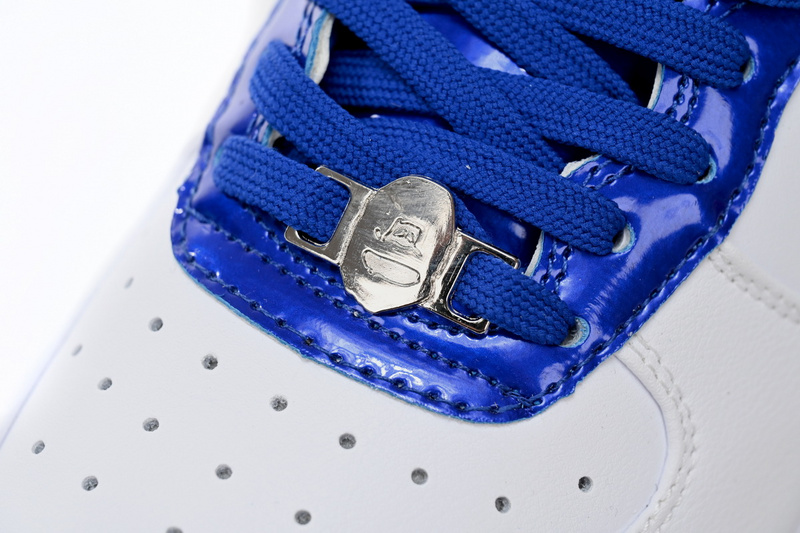 BP A Bathing Ape Bape Sta Low White and Blue Border