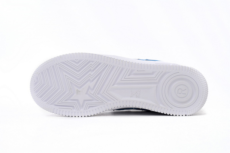BP A Bathing Ape Bape Sta Low White and Blue Border