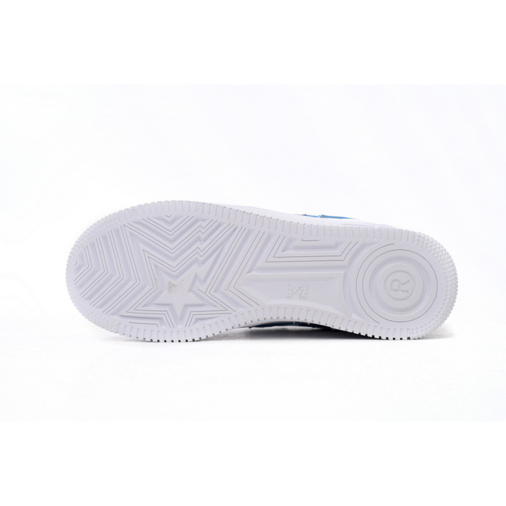 BP A Bathing Ape Bape Sta Low White and Blue Border