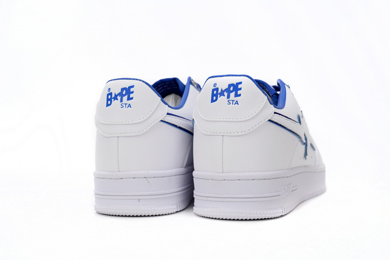 BP A Bathing Ape Bape Sta Low White and Blue Border