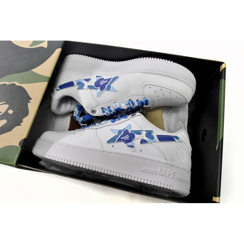BP A Bathing Ape Bape Sta Low White Blue Camouflage