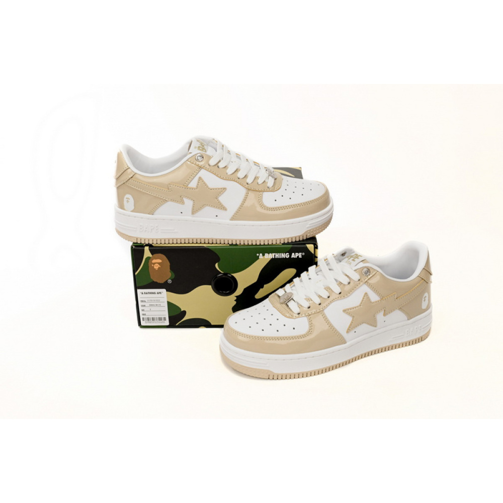 BP A Bathing Ape Bape Sta Low White Brown Mirror Surface