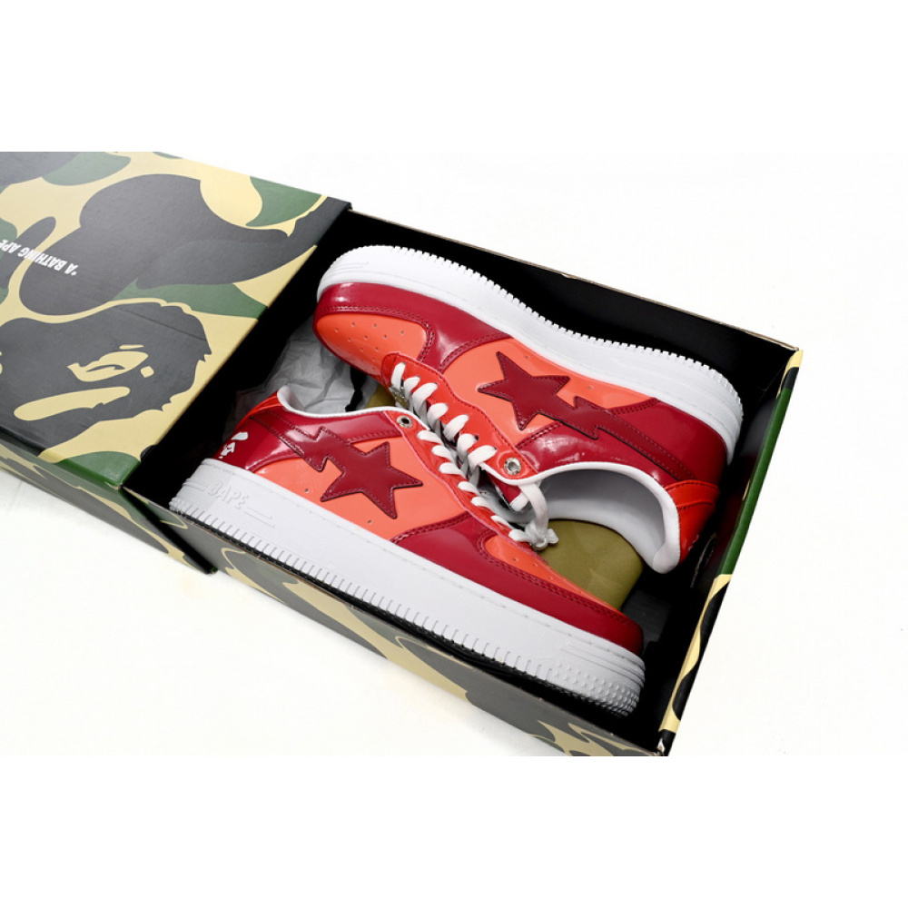 BP A Bathing Ape Bape Sta Low White Dark Red Mirror Surface
