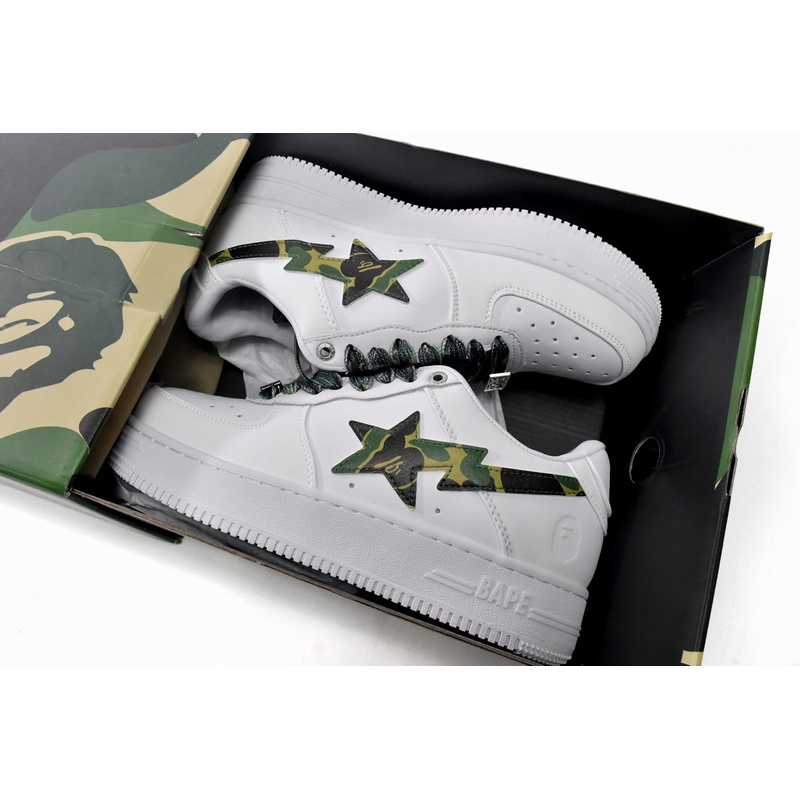 BP A Bathing Ape Bape Sta Low White Green Camouflage
